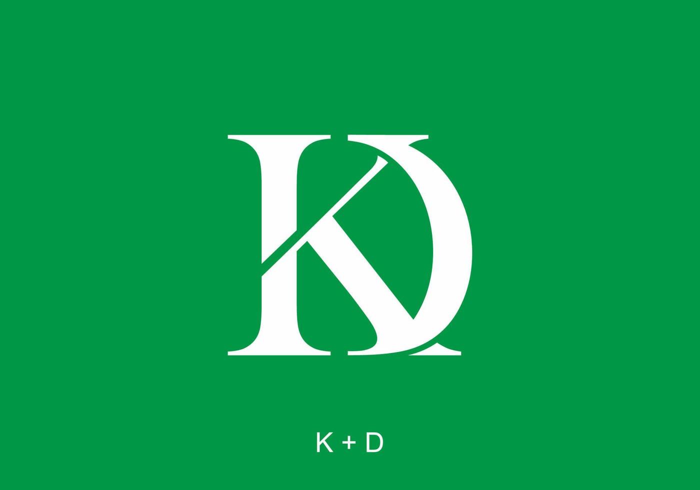 lettera iniziale verde bianca di kd vettore