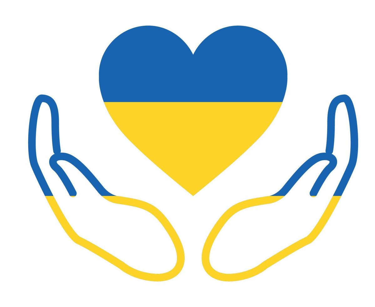 design ucraina bandiera cuore emblema con le mani nazionale europa simbolo astratto illustrazione vettoriale