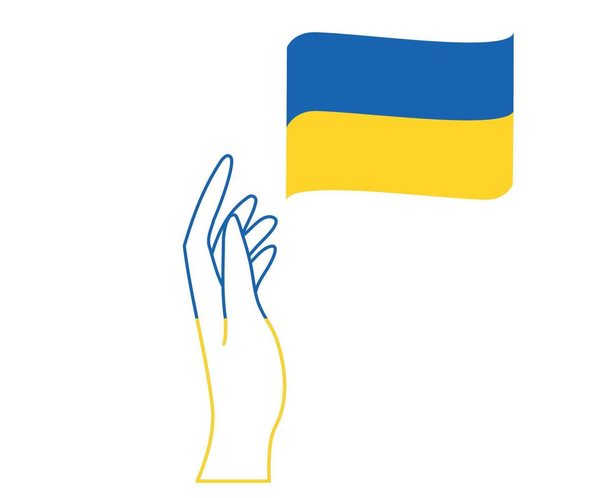 ucraina bandiera nastro e mano emblema nazionale europa simbolo astratto illustrazione vettoriale design