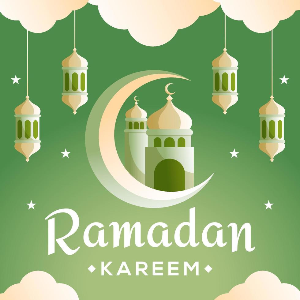 ramadan kareem falce di luna e moschea tagliata su carta concetto vettore