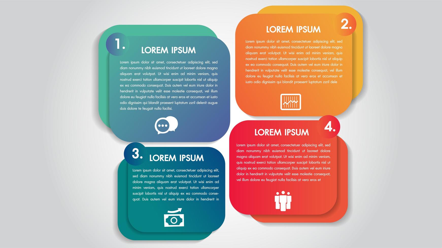 Modello di progettazione di opzioni di affari infographics 4 punti vettore