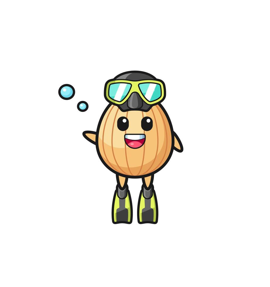 il personaggio dei cartoni animati del subacqueo di mandorla vettore