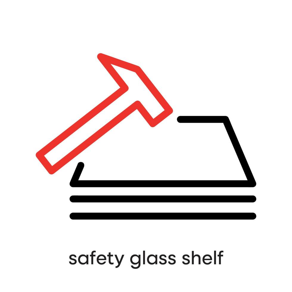 icona del vetro di sicurezza. ripiano in vetro sicuro e protetto. questo simbolo è il simbolo del frigorifero e del climatizzatore. icona del pulsante frigorifero colorato. tratto modificabile. logo, web e app. vettore
