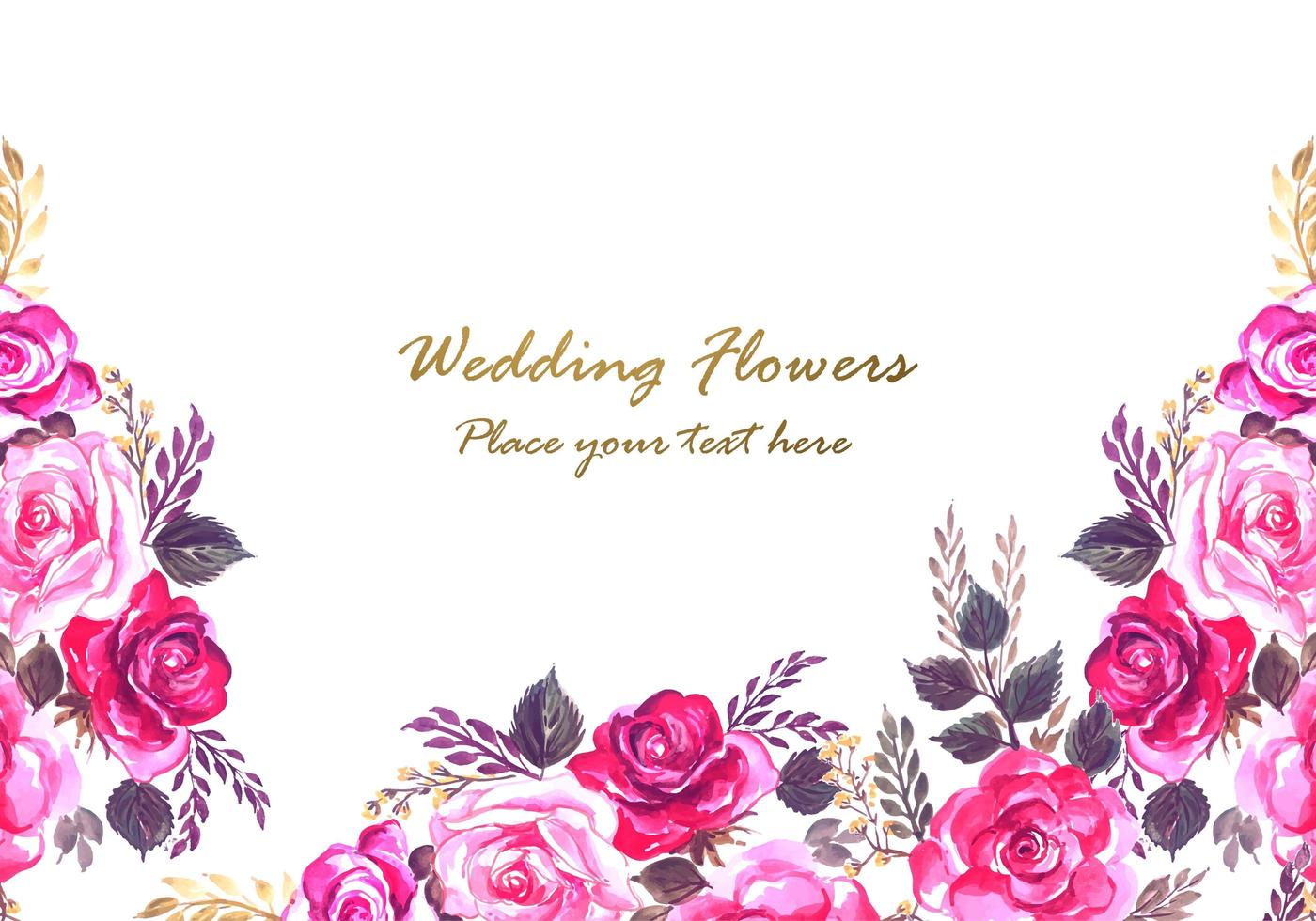 Cornice floreale rosa e viola decorativo bellissimo matrimonio vettore