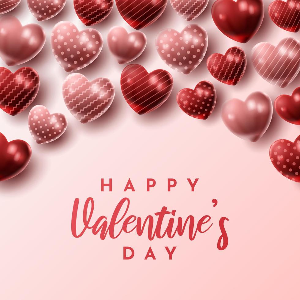 felice San Valentino sfondo con palloncino cuore e composizione presente per banner, poster o biglietto di auguri. illustrazione vettoriale