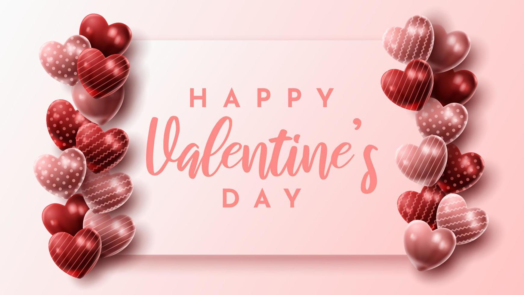 felice San Valentino sfondo con palloncino cuore e composizione presente per banner, poster o biglietto di auguri. illustrazione vettoriale