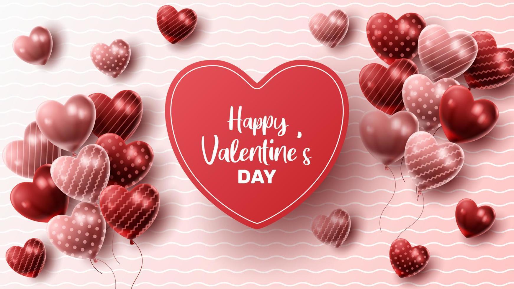 felice San Valentino sfondo con palloncino cuore e composizione presente per banner, poster o biglietto di auguri. illustrazione vettoriale