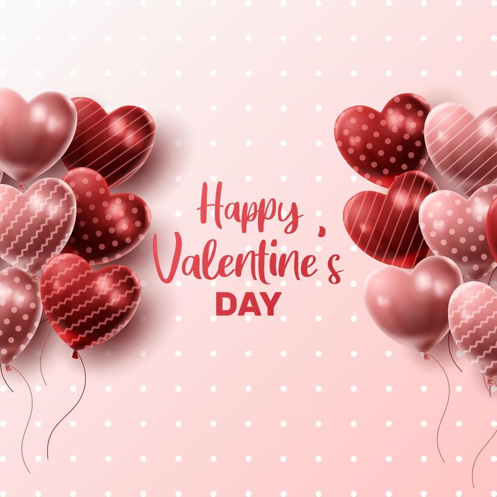 felice San Valentino sfondo con palloncino cuore e composizione presente per banner, poster o biglietto di auguri. illustrazione vettoriale