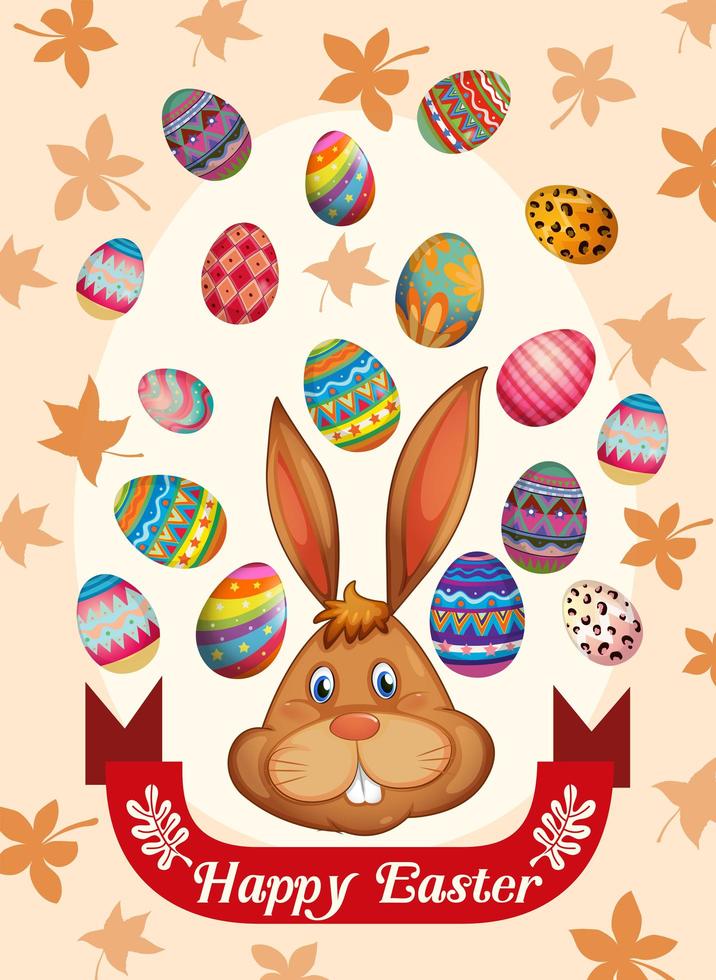 Manifesto di buona Pasqua con coniglietto e uova vettore