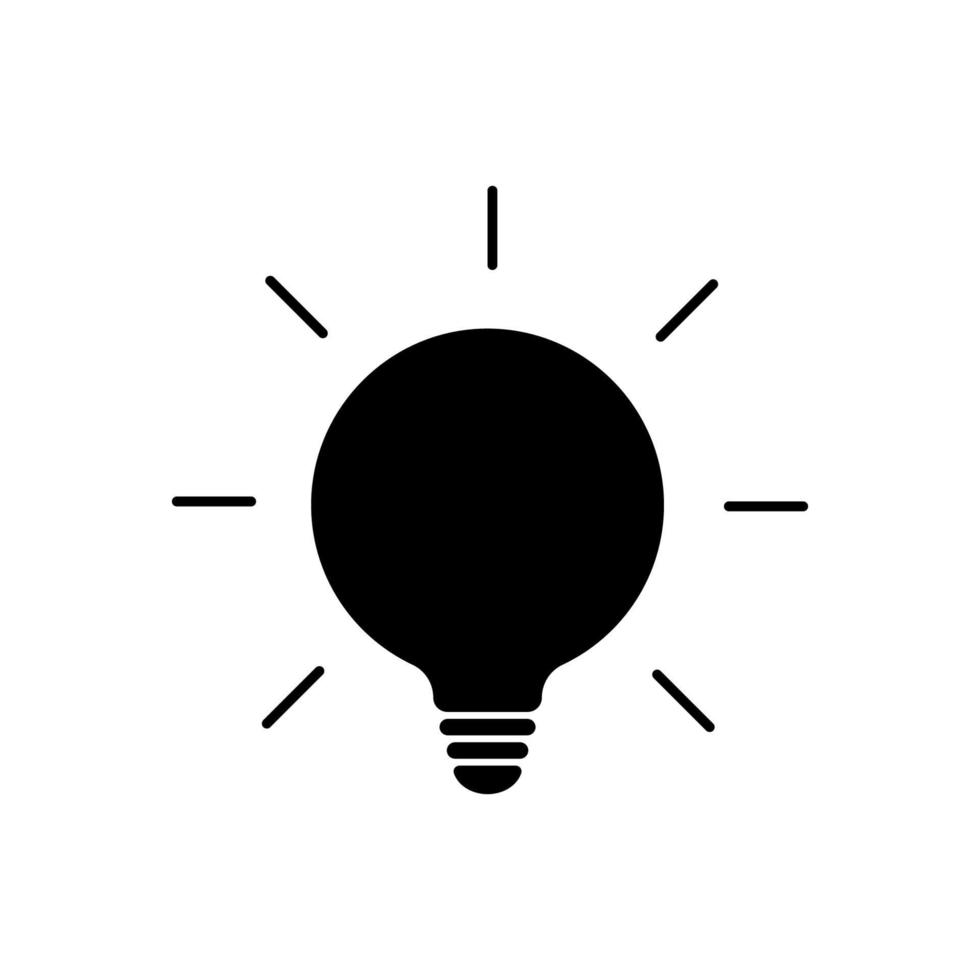 vettore icona lampadina. semplice forma a bulbo tondo piatto. simbolo di idea, soluzione, problem solving