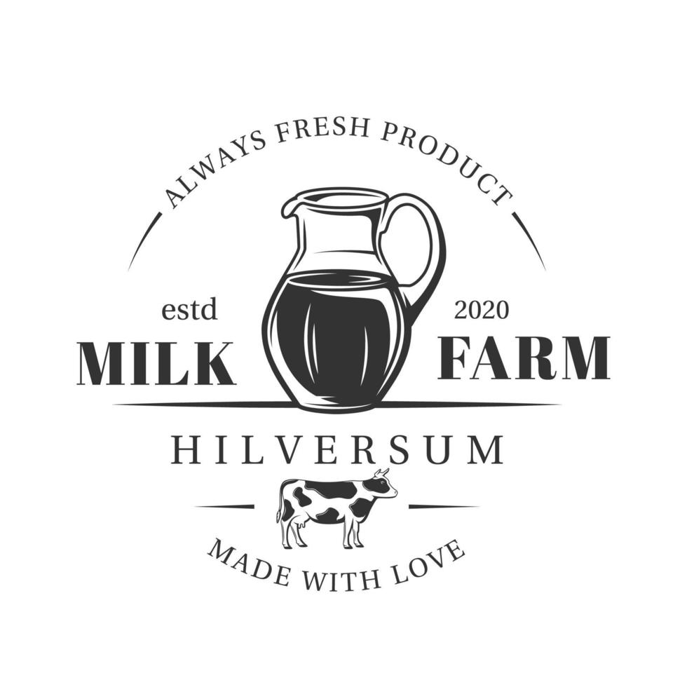 etichetta della fattoria del latte isolata su sfondo bianco vettore