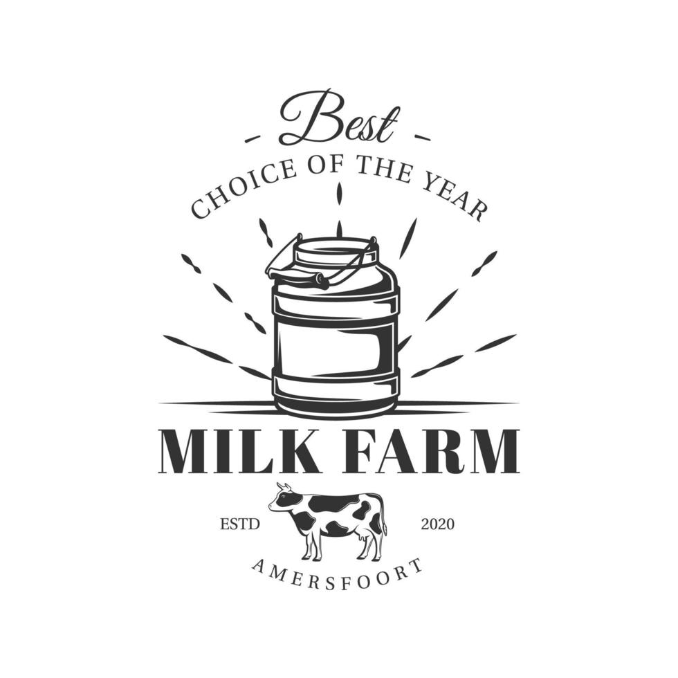 etichetta della fattoria del latte isolata su sfondo bianco vettore