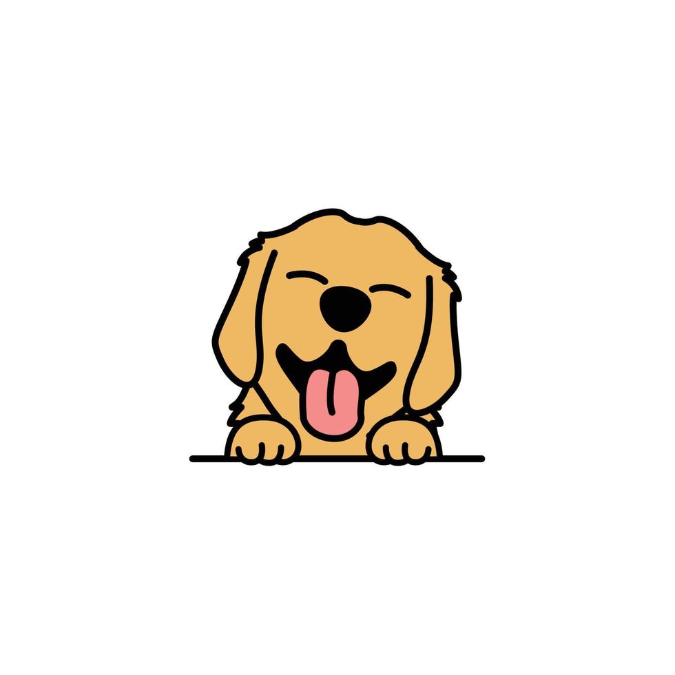 simpatico cartone animato cucciolo di golden retriever, illustrazione vettoriale