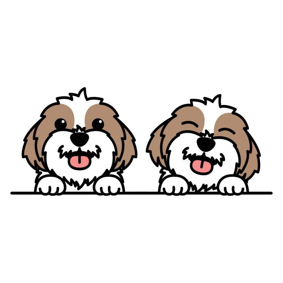 simpatico cartone animato cane shih tzu, illustrazione vettoriale
