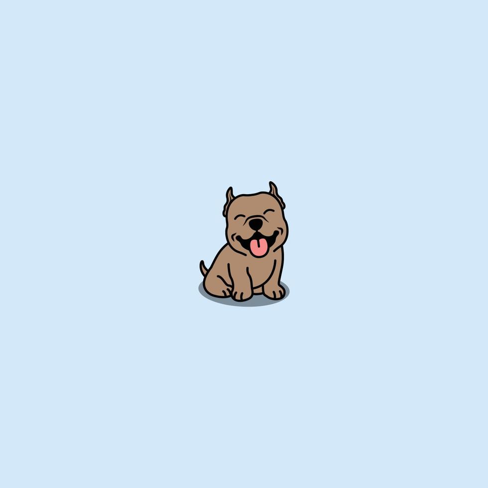 simpatico cucciolo pitbull seduto cartone animato, illustrazione vettoriale