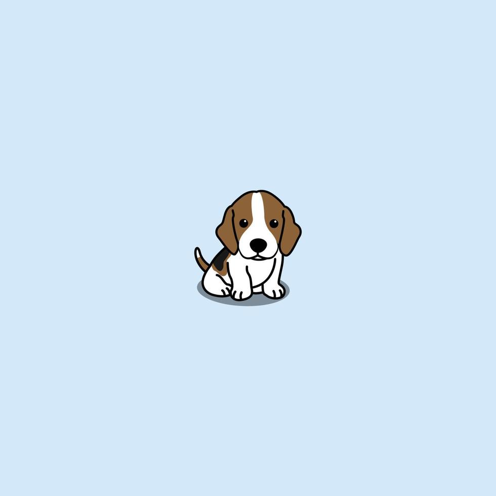 simpatico cucciolo di beagle seduto cartone animato, illustrazione vettoriale