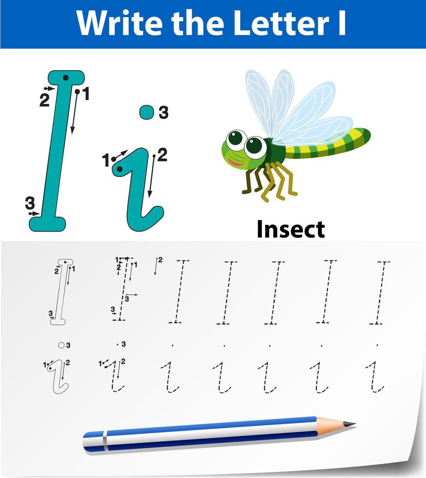 Lettera I che traccia i fogli di lavoro dell&#39;alfabeto vettore