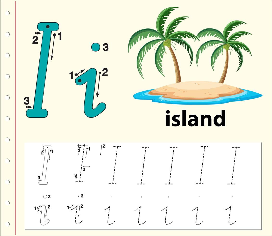 Lettera I che traccia i fogli di lavoro dell&#39;alfabeto vettore