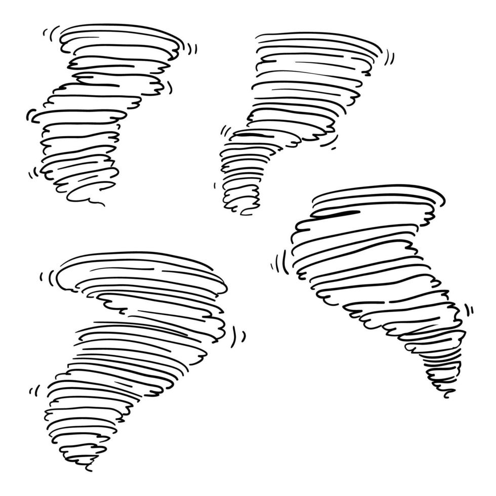 doodle tornado illustrazione vettore isolato su bianco