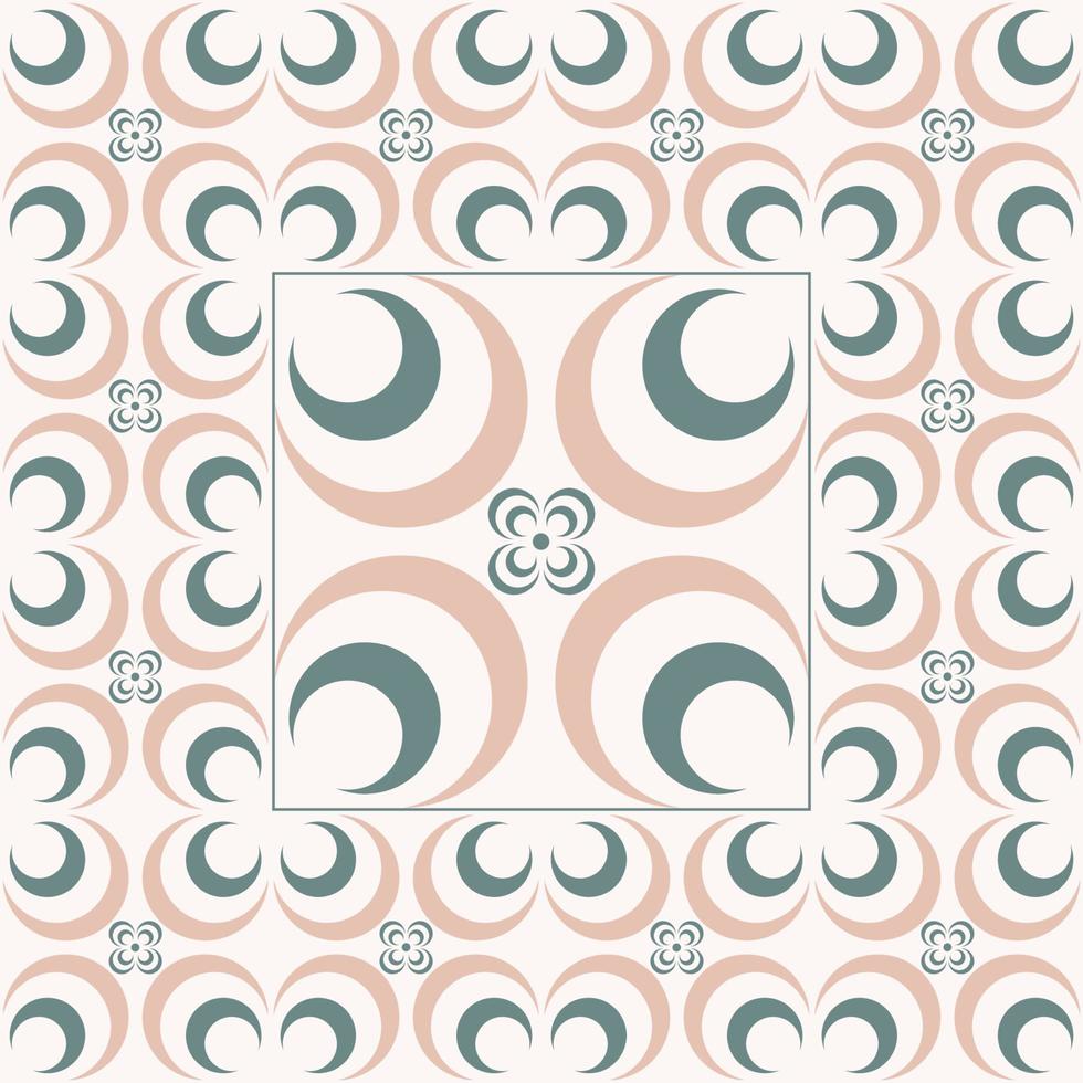 cerchio geometrico rotondo fiore a forma di mezzaluna sfondo. design etnico orientale persiano islamico verde-bianco crema senza cuciture. utilizzare per tessuto, elementi di decorazione d'interni, avvolgimento. vettore