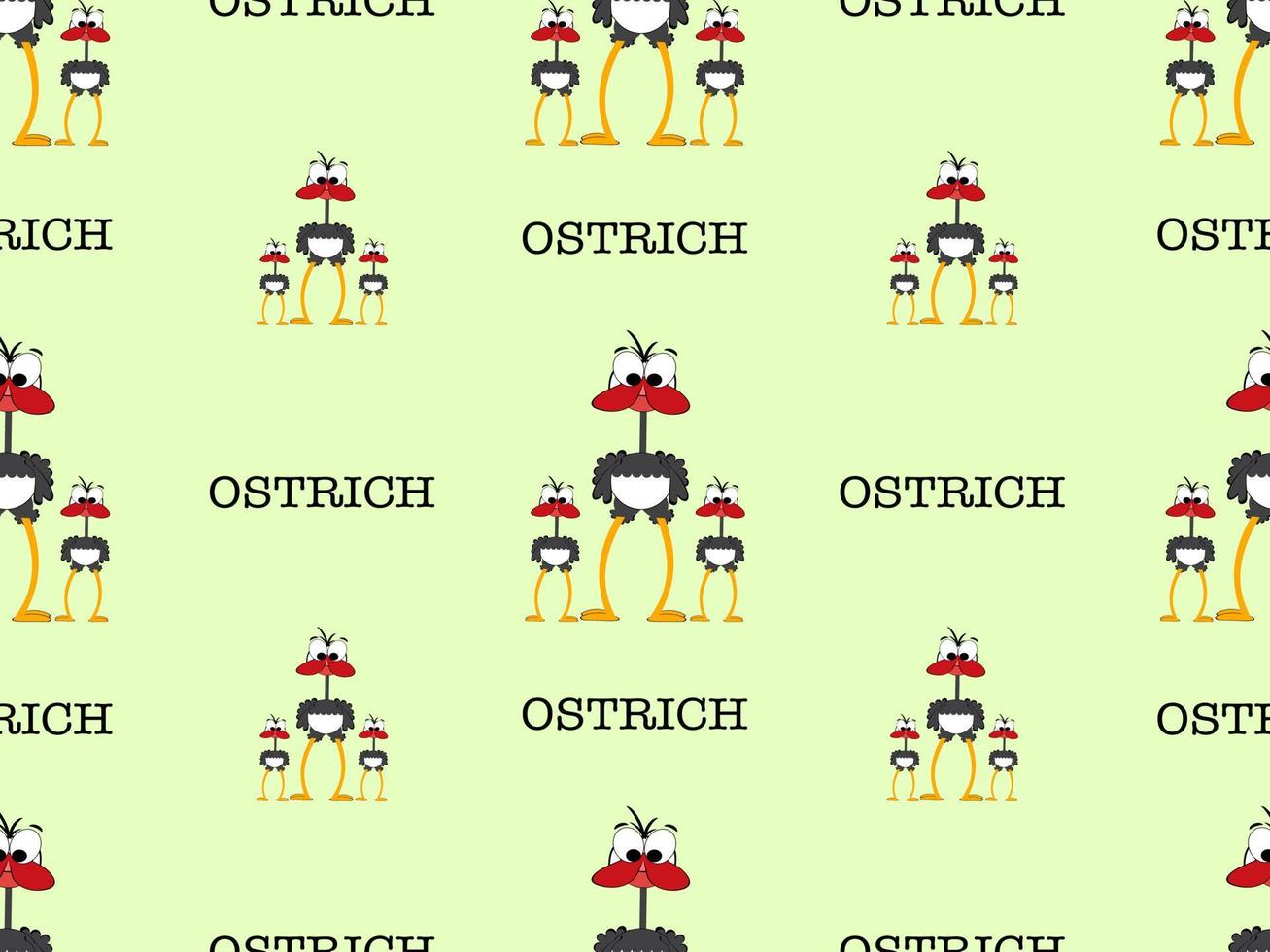 Reticolo senza giunte del personaggio dei cartoni animati di struzzo su sfondo verde vettore