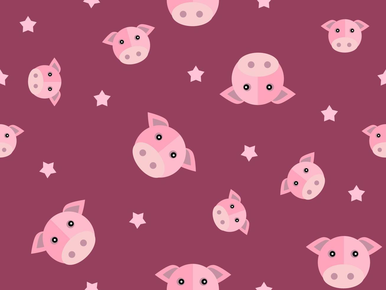 modello senza cuciture del personaggio dei cartoni animati di maiale su sfondo rosa vettore