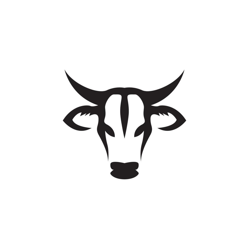 testa animale mucca mascotte logo simbolo illustrazione vettoriale design