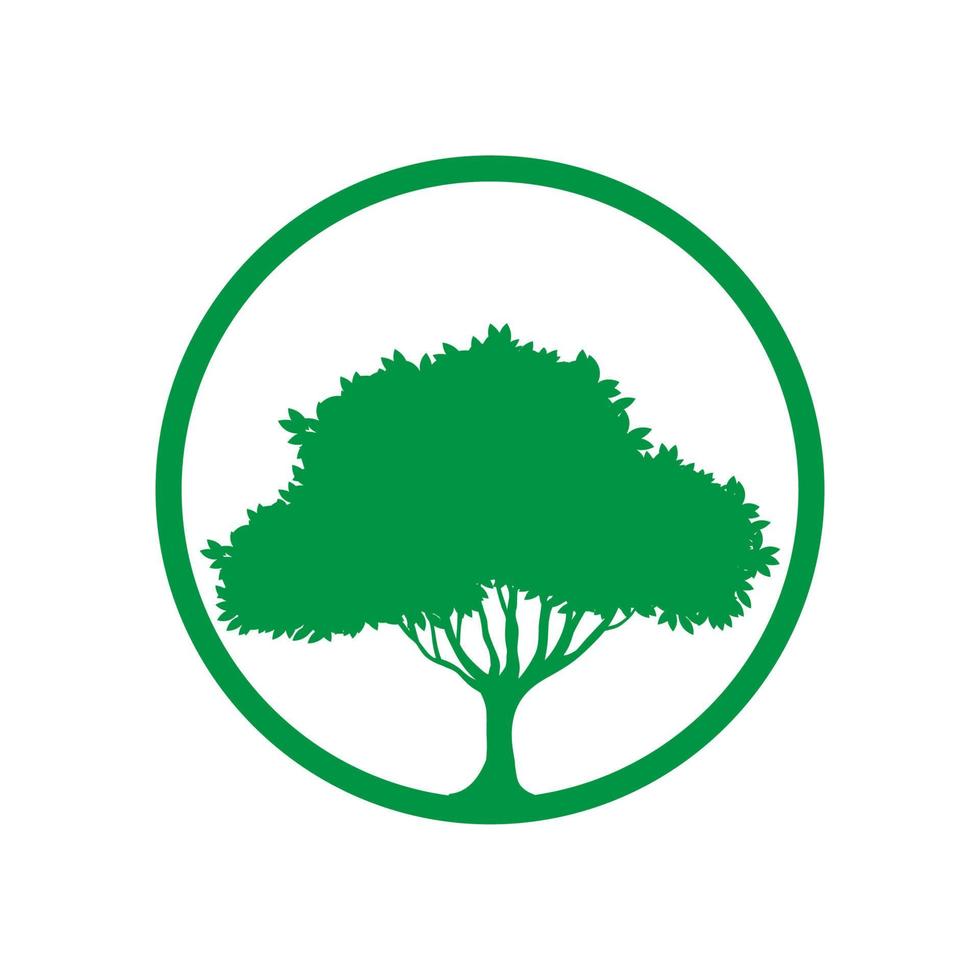 albero da giardino con disegno dell'illustrazione dell'icona del logo vettoriale del cerchio verde