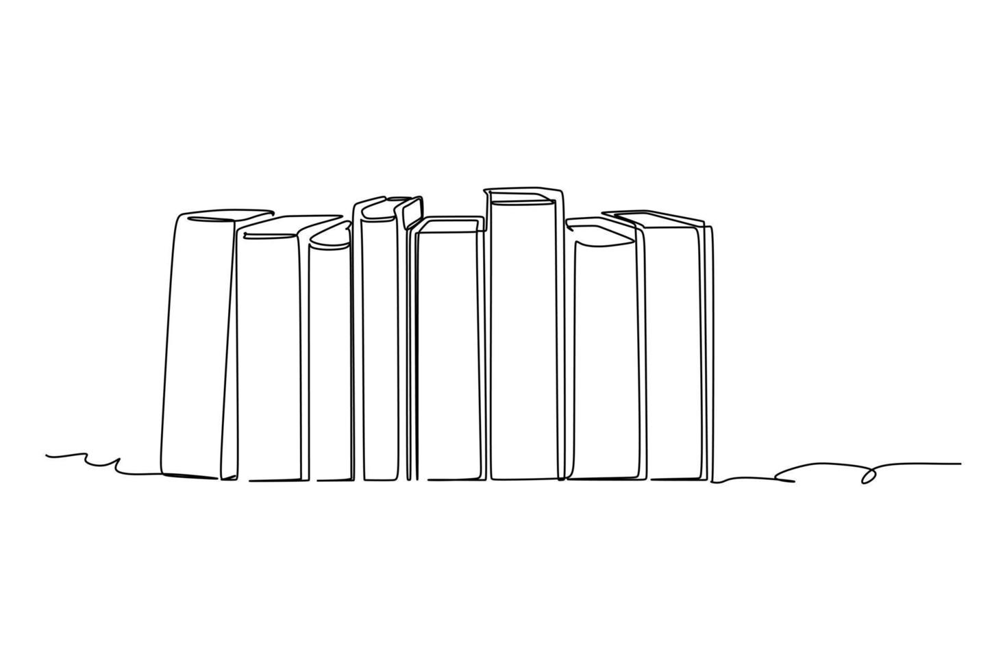 disegno continuo a una linea di libri allineati sullo scaffale. illustrazione vettoriale per materiale didattico torna al tema o al concetto di scuola