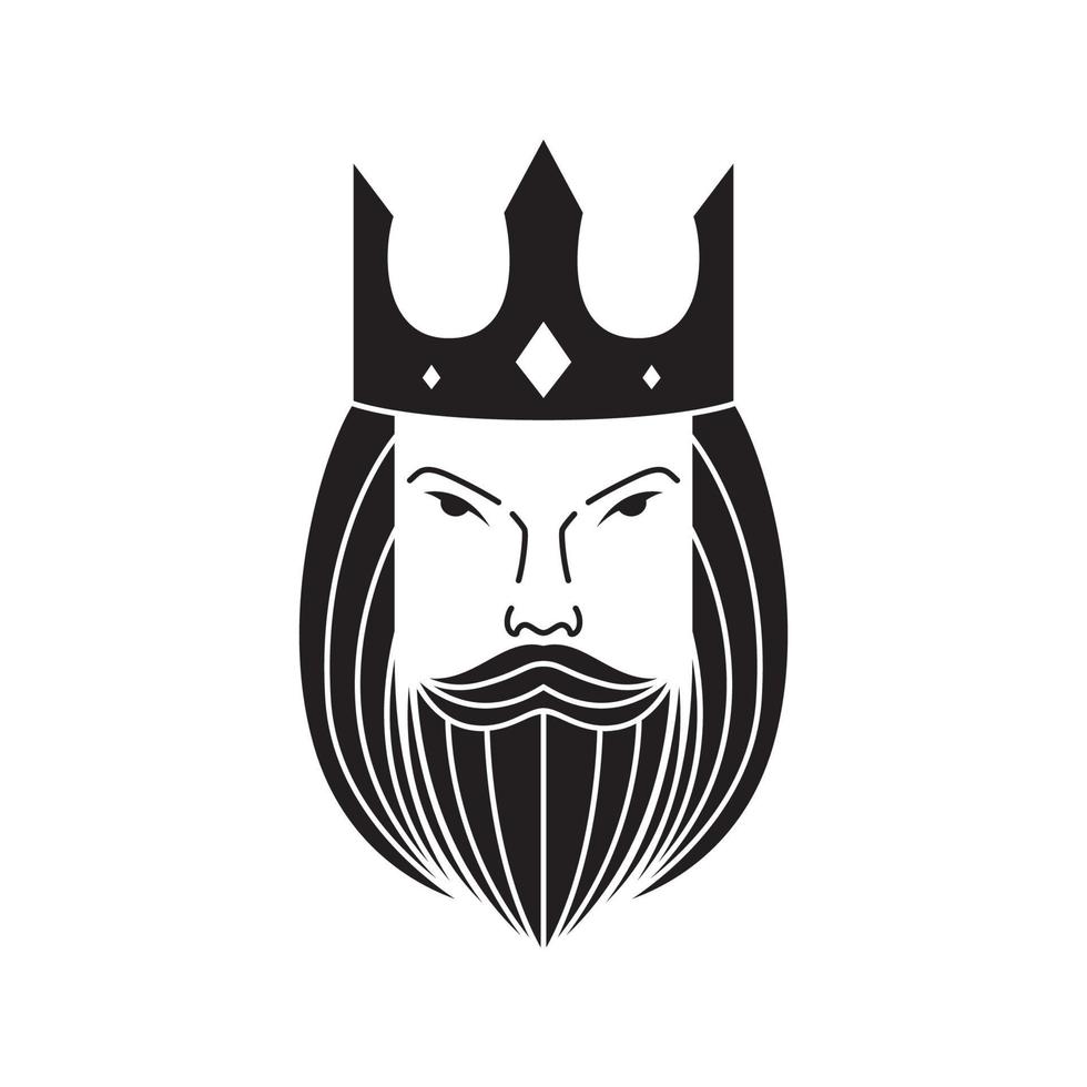 faccia vecchio re con barba lunga logo design, simbolo grafico vettoriale icona illustrazione idea creativa