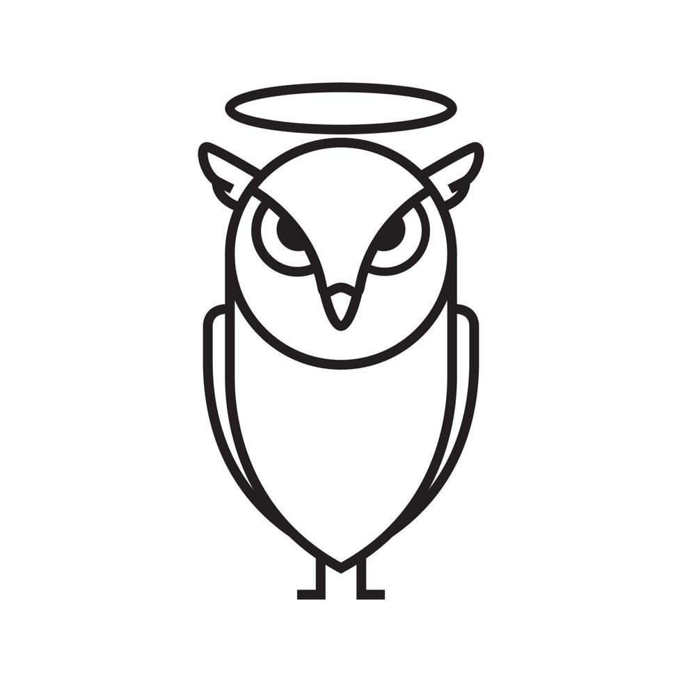 disegno del logo dell'angelo del gufo di linea, illustrazione dell'icona del simbolo grafico vettoriale idea creativa