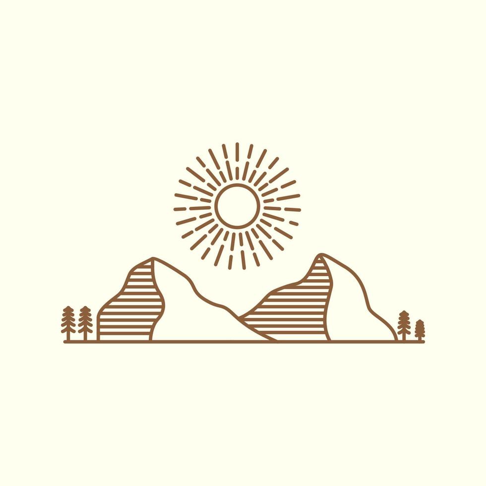 disegno del logo della collina dei pantaloni a vita bassa e del deserto, idea creativa dell'illustrazione dell'icona del simbolo grafico vettoriale