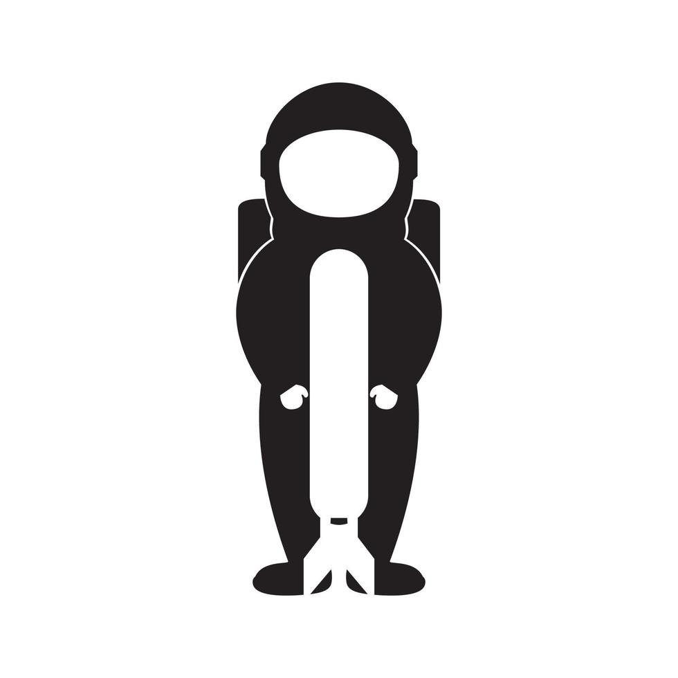 astronauta spaziale negativo con logo a razzo, illustrazione dell'icona del simbolo grafico vettoriale idea creativa