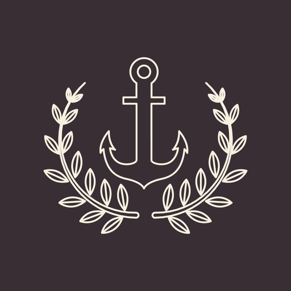 ancoraggio hipster con disegno del logo del grano, illustrazione dell'icona del simbolo grafico vettoriale idea creativa