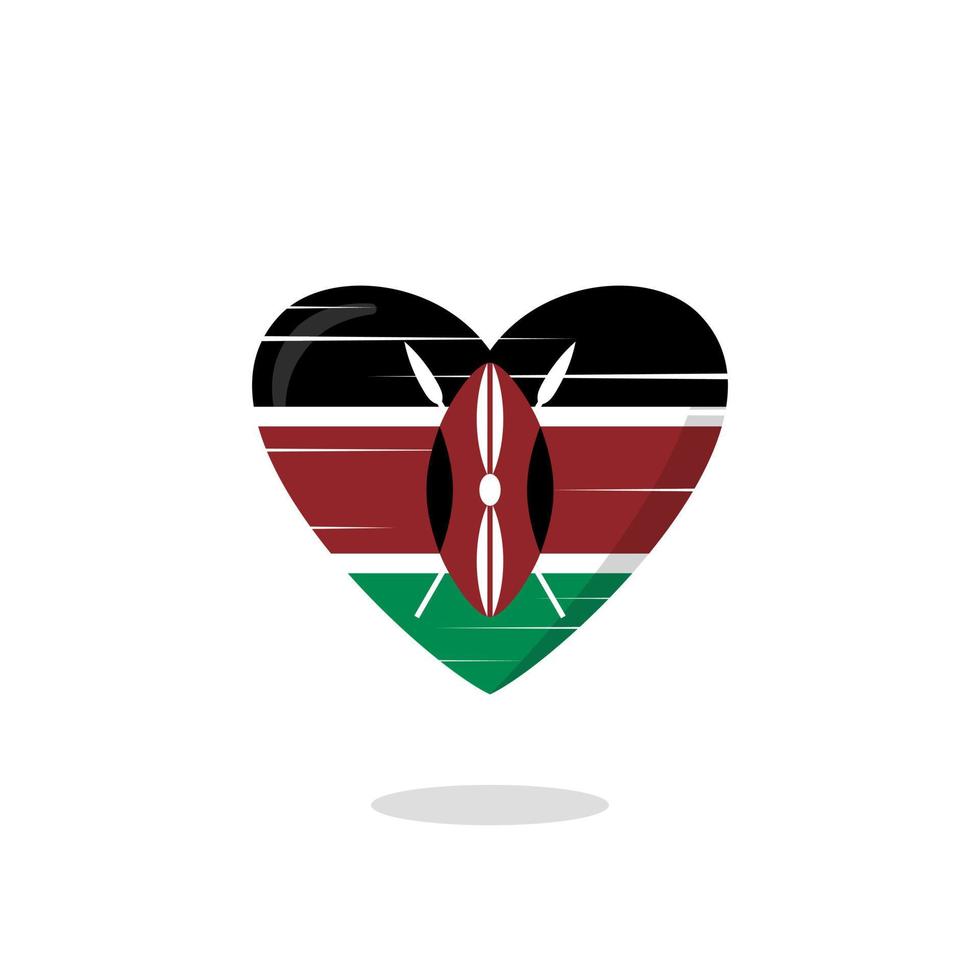 illustrazione di amore a forma di bandiera del kenya vettore