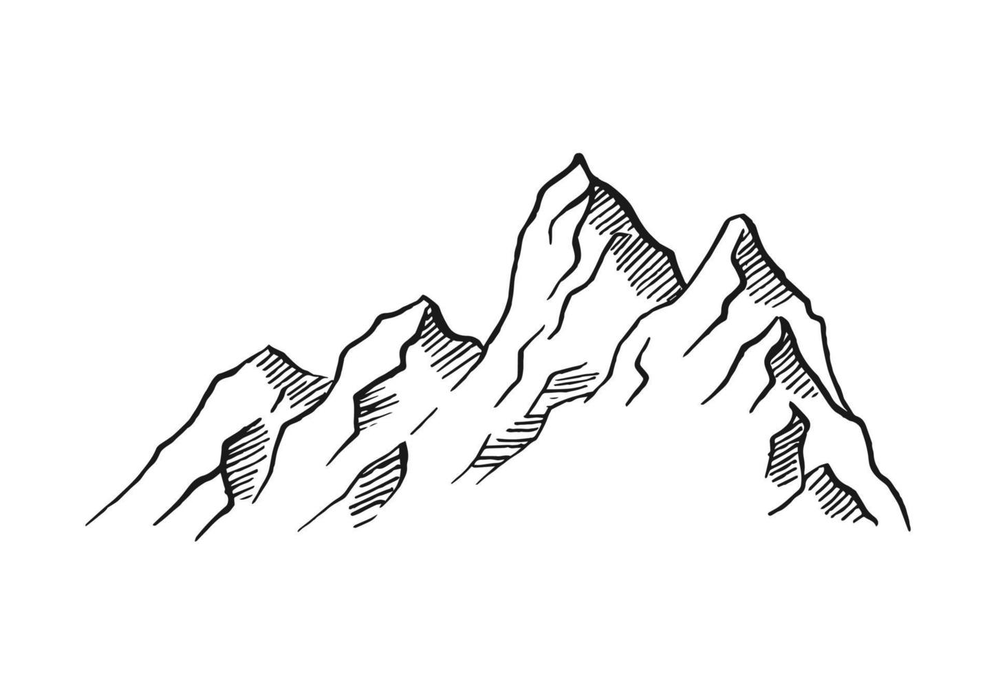 montagne. cime rocciose disegnate a mano. illustrazione vettoriale. vettore