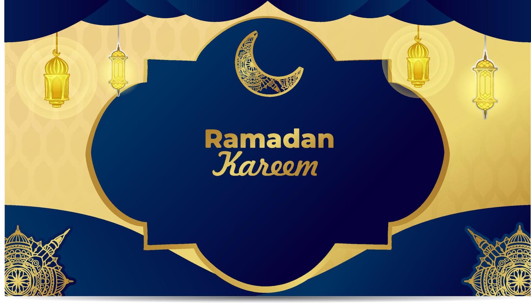 ramadan kareem paesaggio di sfondo islamico adatto per banner momento di digiuno vettore