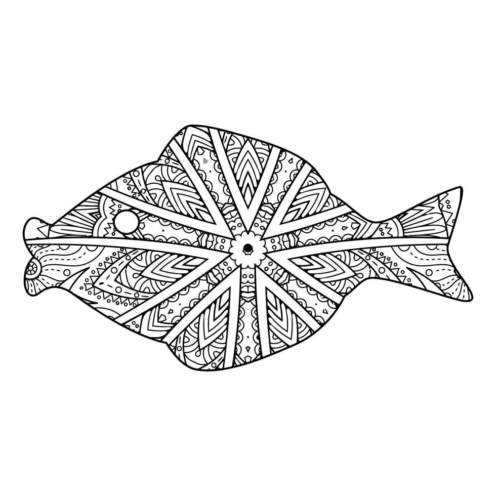 Pagina da colorare di pesce mandala vettore