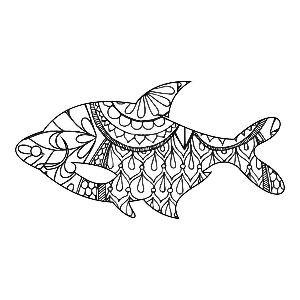 Pagina da colorare di pesce mandala vettore