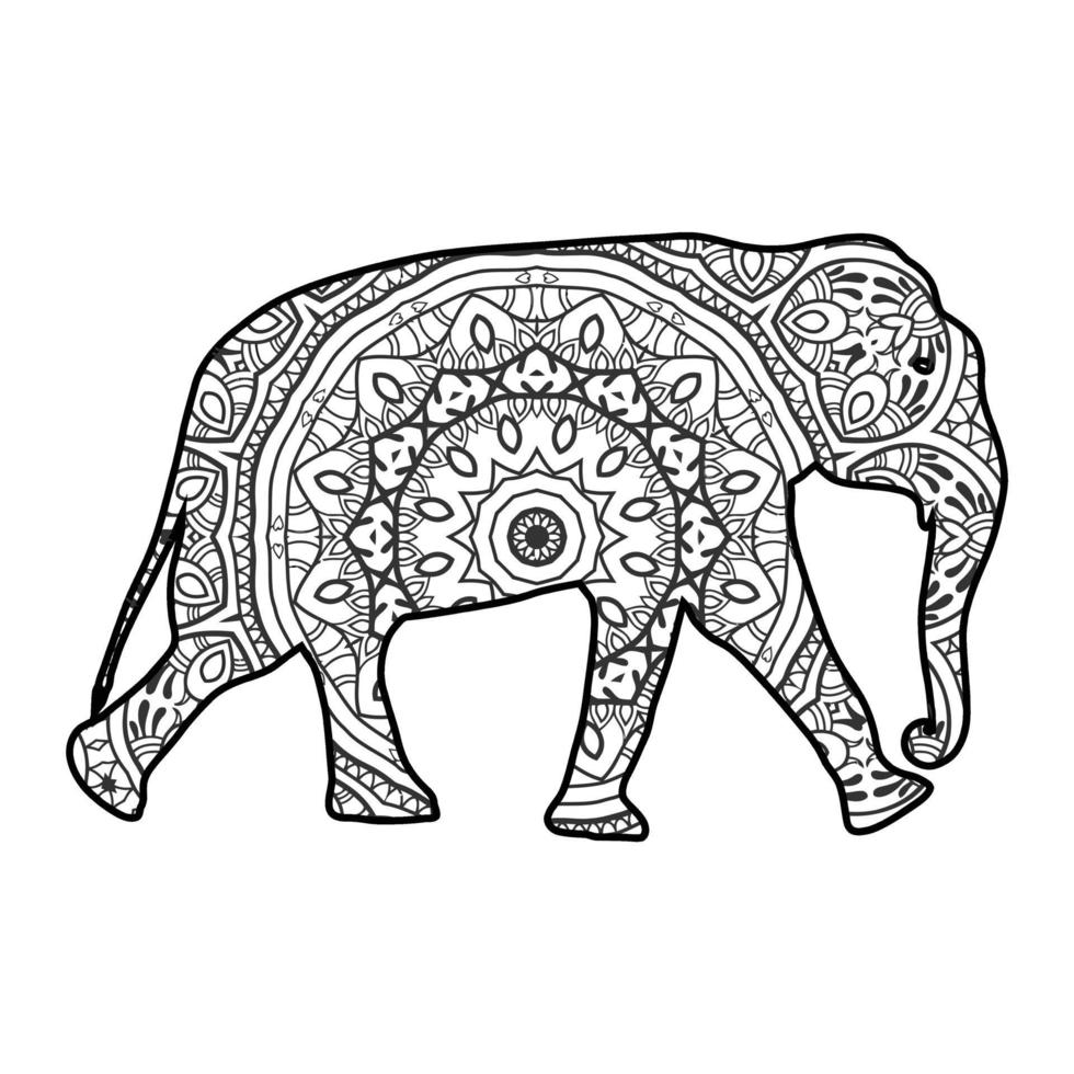 mandala elefante da colorare pagina vettore