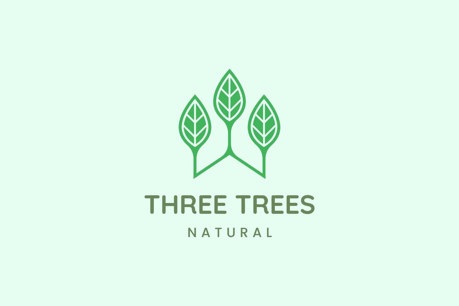 semplice logo a tre foglie per affari che rappresentano la natura vettore