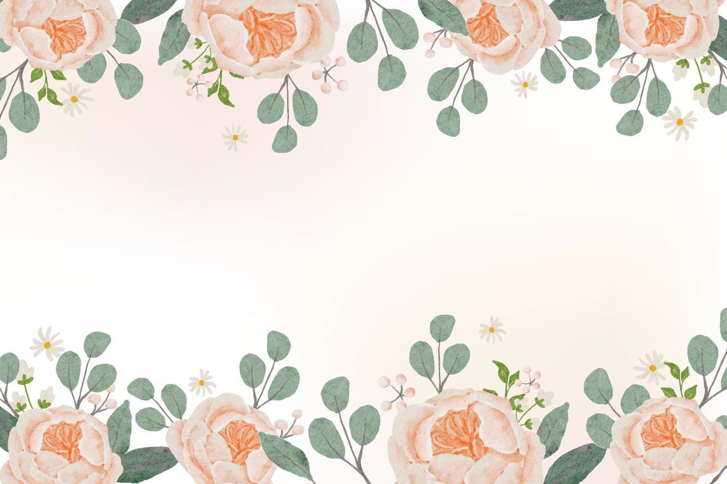 acquerello arancione pesca rosa in fiore bouquet corona cornice banner quadrato backgrounda vettore