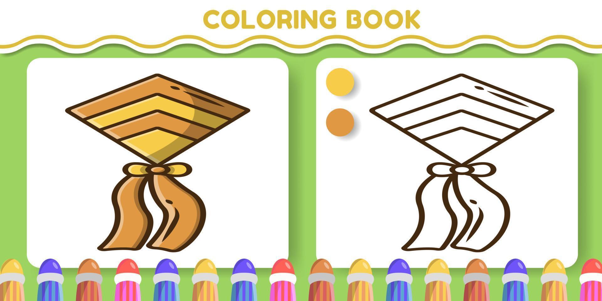 libro da colorare di doodle del fumetto disegnato a mano dell'aquilone colorato e bianco e nero per i bambini vettore