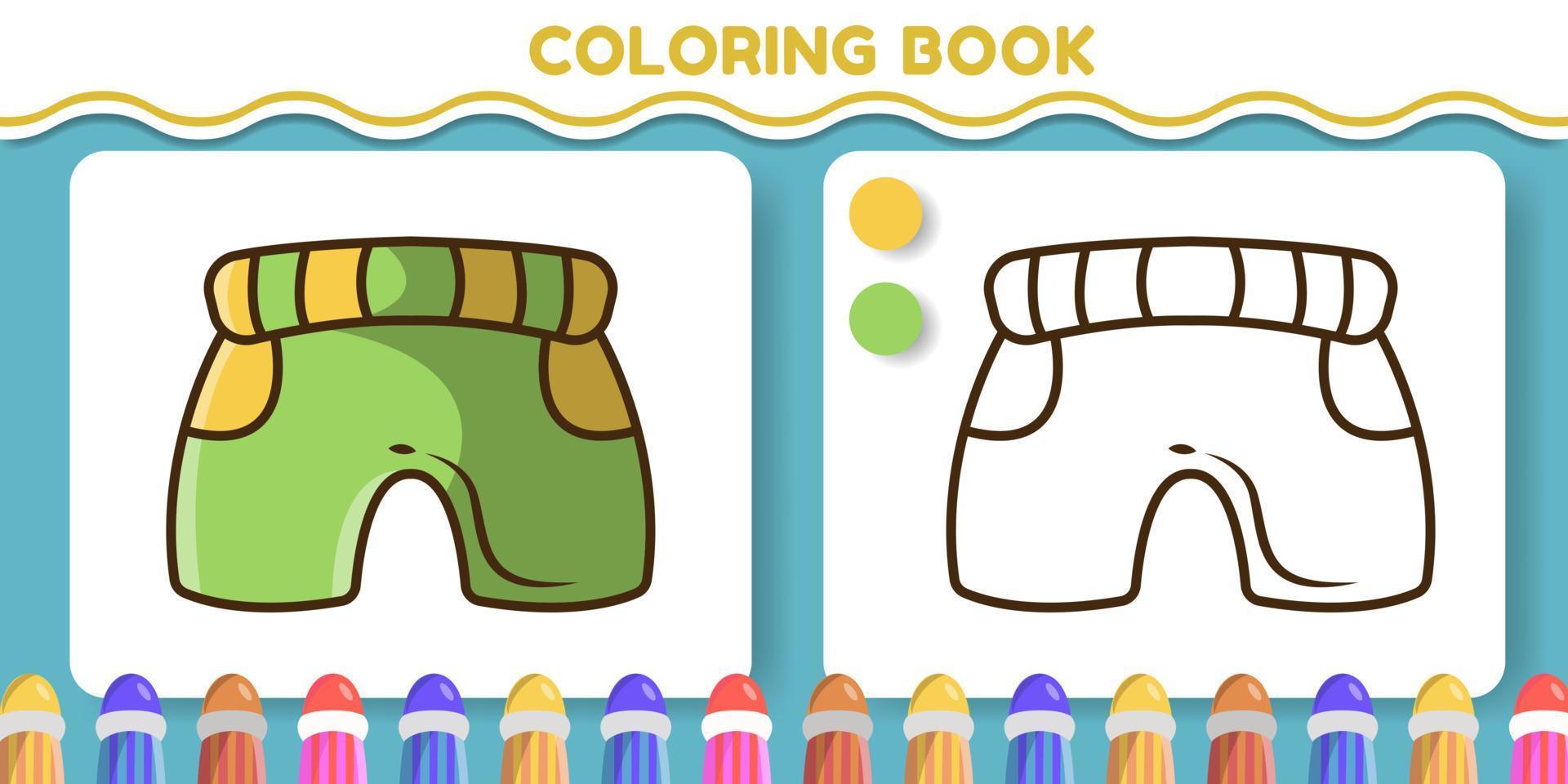 cartone animato disegnato a mano pantaloncini da colorare libro da colorare per bambini vettore