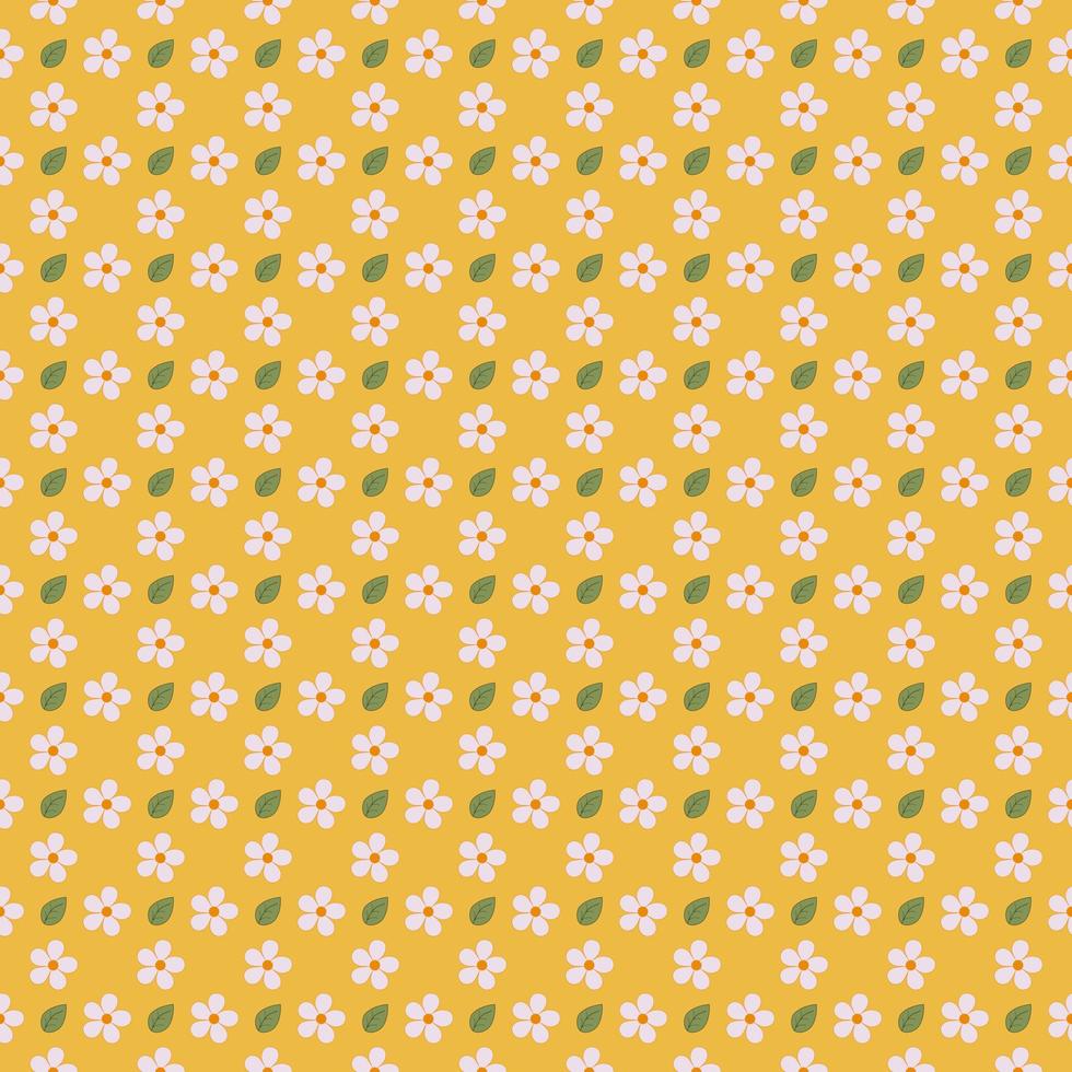 fiore bianco su sfondo giallo. modello senza cuciture di fiori. vettore