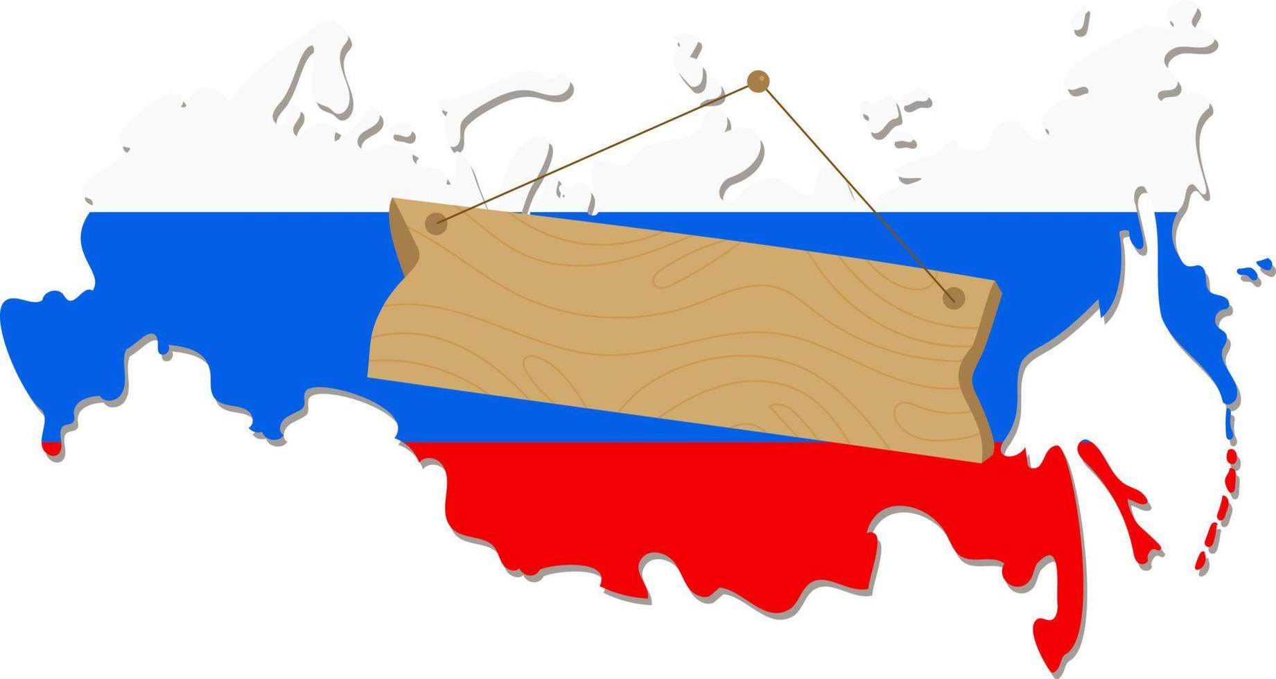 tavole incrociate di legno sulla mappa della russia vettore