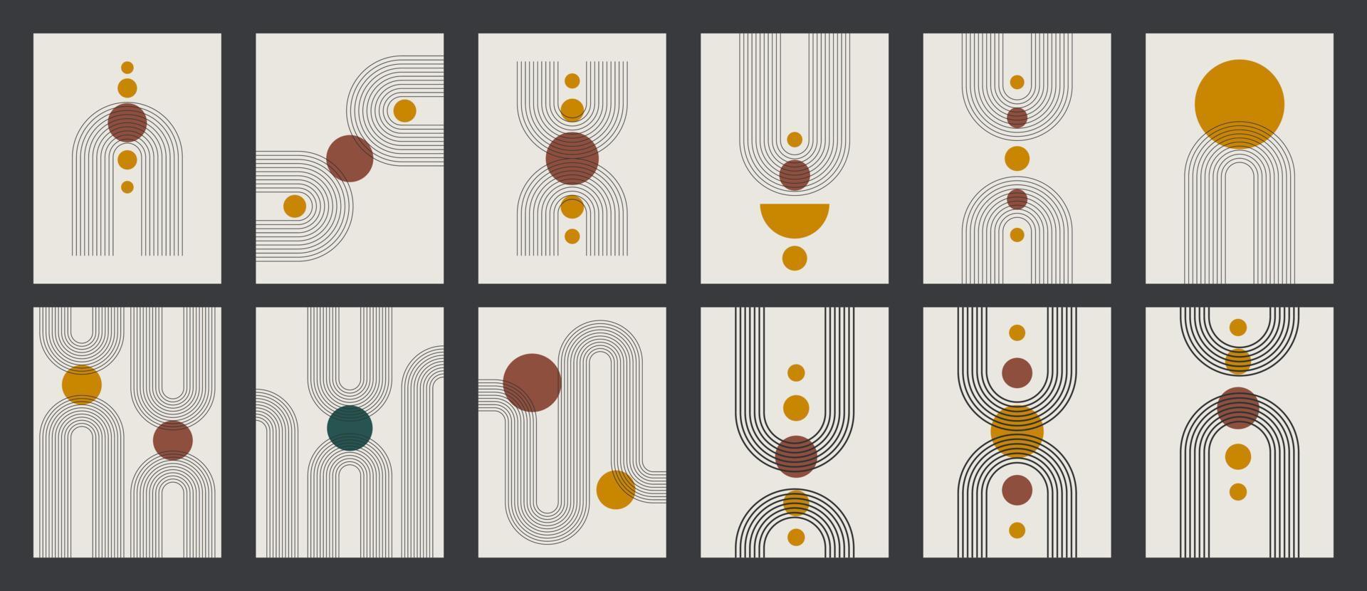 set di stampa d'arte minimalista moderna della metà del secolo con forma naturale organica. vettore