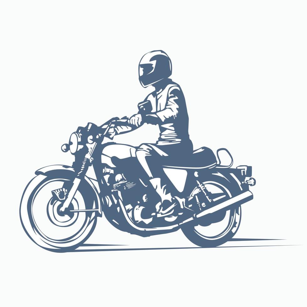 illustrazione vettoriale di uomo in tournée in sella a una moto