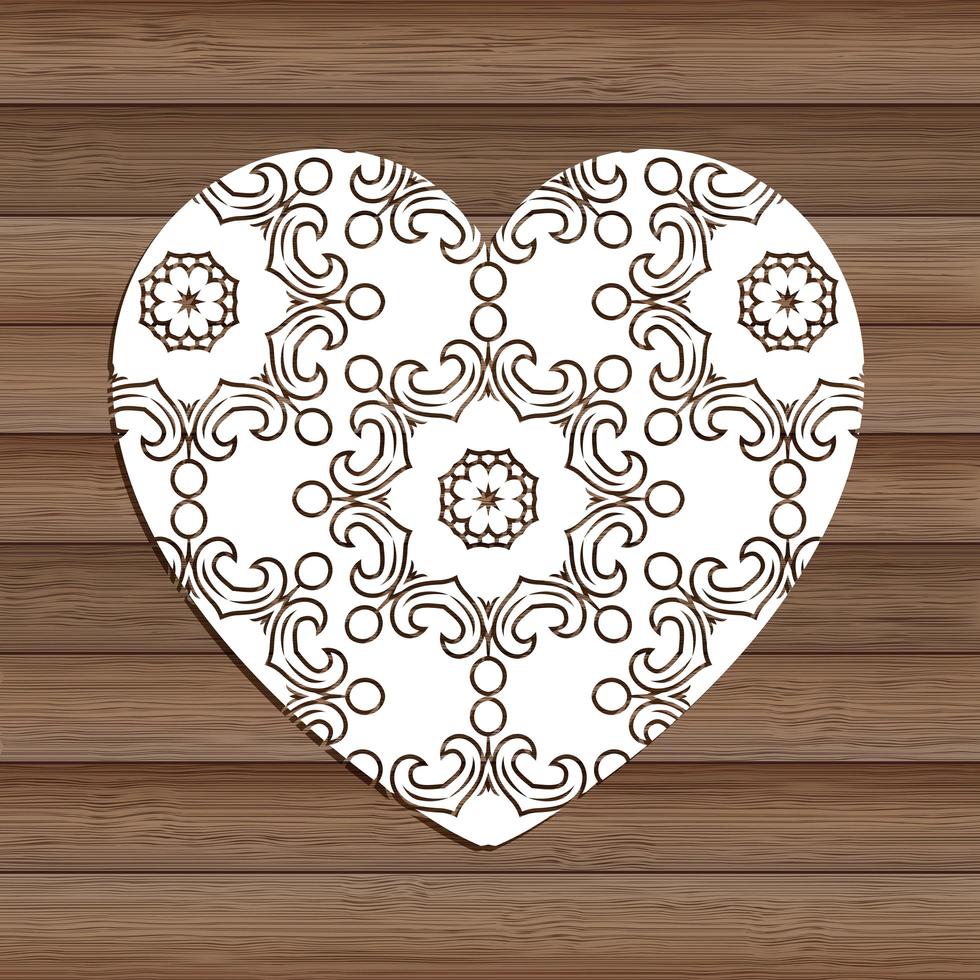 cuore decorativo del ritaglio su struttura di legno 0901 vettore