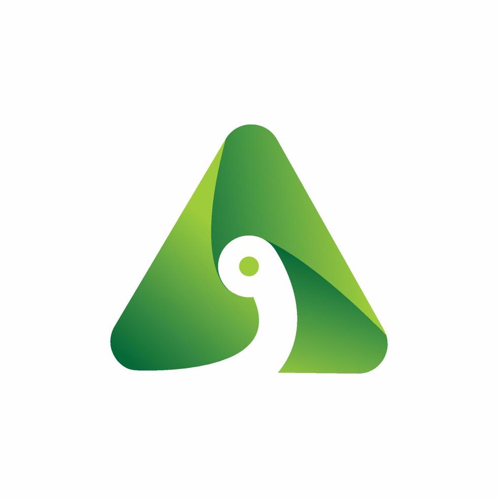 logo natura triangolo verde con combinazione di numeri a e 9 vettore